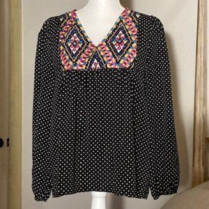 Savanna Jane Long Sleeve Embroidered Top, sz S